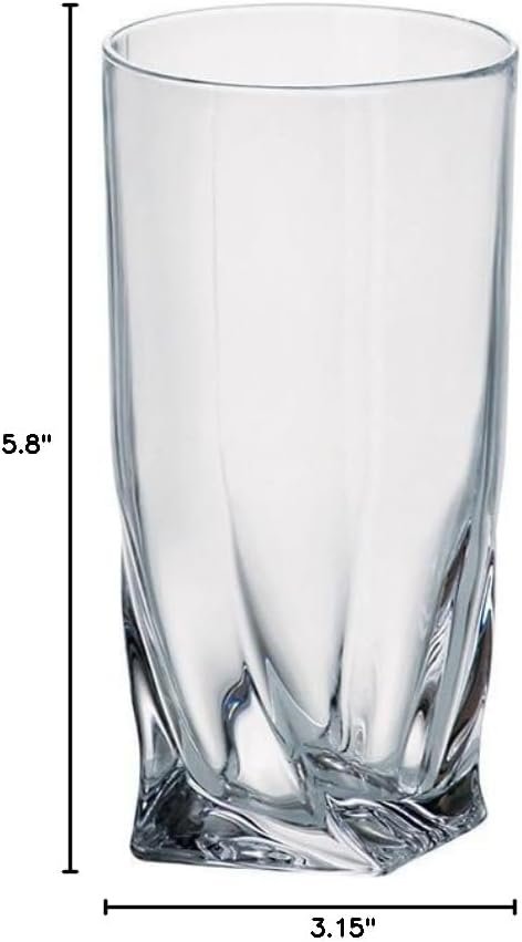 Hiball Glass - Crystal - Highball - Glasses With a Twist On The Bottom - 11.75 oz. - Made in Europe - Set of 6 - Image 2