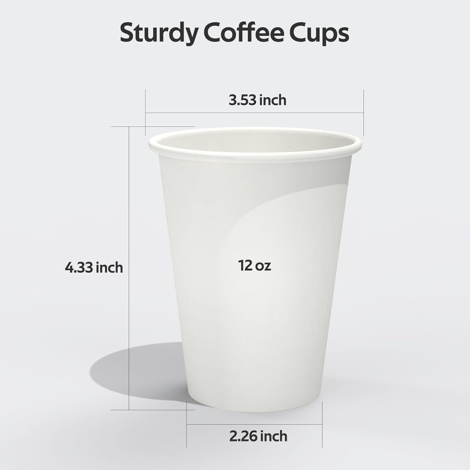 100 Count 12 oz Coffee Cups, Leak-Free Food Safe Paper Cups 12 oz, Disposable 12oz White Paper Cups for Cold and Hot Drinks - Image 2