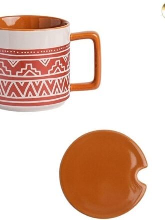 Milk Tea Cup 450ML Breakfast Oatmeal Cup, Large Capacity Drinking Cup Antique Frosted Mug Ceramic Cup for Office Use Tea Cup (Color : Red)