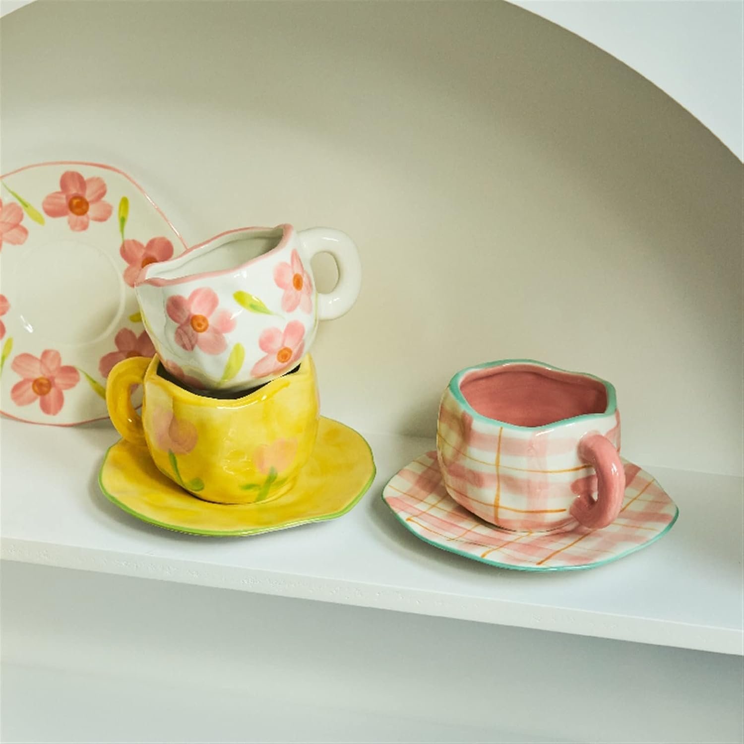 Cups Ceramic Mug Ceramic Cute Flower Cup and Saucer Cup Tea Cup Dish Set Mug Hand Painted fee Mugs - Image 2