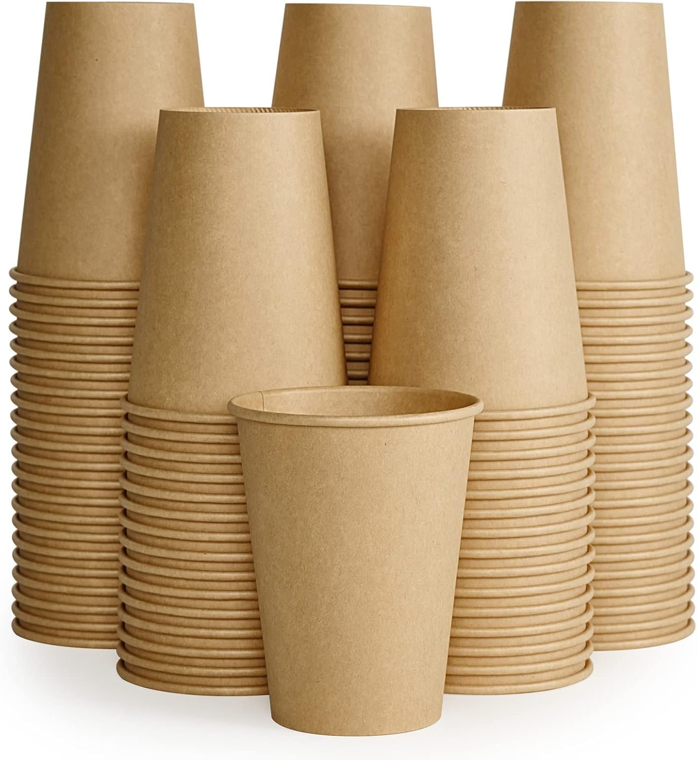 100 Pack 12 oz Kraft Paper Cups, Disposable Coffee Cups, Disposable Drinking Cups, Hot Coffee Cups, Paper Coffee Cups for Water, Coffee, Juice, and Milk