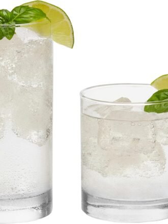 Tumbler and Rocks Glass Set, Elegant Drinkware Glasses Set of 16, Tall Drinking Glasses for Everyday Use or Any Special Occasion